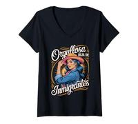Mujer Hija De Inmigrantes Orgullosa Anti Racismo Hija De Inmigrantes Camiseta Cuello V