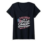 Mujer Hija De Una Guerrera del Cáncer De Mama Ayuda Cáncer De Mama Camiseta Cuello V