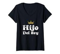 Mujer Hijo del Rey Dios Hijo del Rey Jesús Latino Christian Camiseta Cuello V