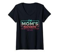 Mujer Hijo Favorito de mamá, Hija, Hermano, Broma, Soy el Favorito de mamá Camiseta Cuello V