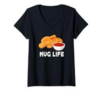 Mujer Hilarious Nug Life Chicken Nuggets Meme Funny Junk Food Camiseta Cuello V