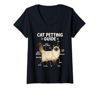 Mujer Himalayan Cat Petting Guide Funny Cat Lover Camiseta Cuello V