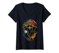 Mujer Hindu Ganesha Puja Elephant God India Meditation Yoga Murti Camiseta Cuello V