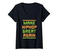 Mujer Hip Hop Music Party Breaker Rap Rapper Graffiti DJ Regalo Camiseta Cuello V