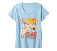 Mujer Hip Hop Rabbit Bunny Easter Lover Camiseta Cuello V