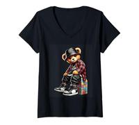 Mujer Hip Hop Teddy Bear Vibes Friends Camiseta Cuello V