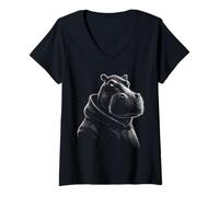 Mujer Hipopótamo Safari África Zoo Animal Lover Motif Cool Camiseta Cuello V