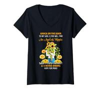 Mujer Hippie Ageless Soul Girasol Peace Rock Heart Vibe Camiseta Cuello V