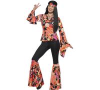 Mujer Hippie Hippy Acampanados + Top Disfraz Adulto 60s 70s Disfraz para Dama