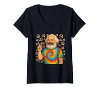 Mujer Hippie Karl Marx - Comunismo Camiseta Cuello V