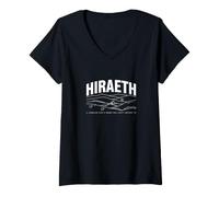 Mujer Hiraeth Wales - Anhelo de un hogar Que no Puede regresar - Galés Camiseta Cuello V
