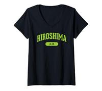 Mujer Hiroshima Japón Estilo Universitario Vintage Letras Camiseta Cuello V