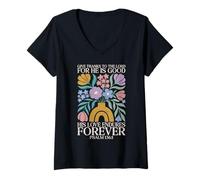 Mujer His Love Endures Forever Salmo 136 1 Verso de la Biblia Cristiano Camiseta Cuello V