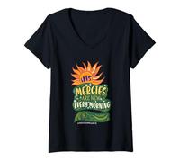 Mujer His Mercies Are New Every Morning Christian Faith gráfico Camiseta Cuello V