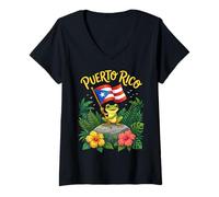Mujer Hispanic Heritage Month Coqui Frog Puerto Rico Boricua Taino Camiseta Cuello V