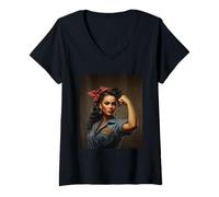 Mujer Hispanic Heritage Month Latina Rosie The Riveter Camiseta Cuello V