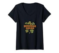 Mujer Historia afortunada de Shamrock Shenanigan Squad Camiseta Cuello V