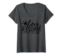Mujer Historia de Apoyo de Love Rescued Me Pet Rescue Camiseta Cuello V