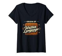 Mujer Historia de la Antigua Mesopotamia Sumeria Cuneiforme Babilonia Camiseta Cuello V