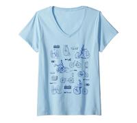 Mujer Historia de la ilustración del Ciclismo Camiseta Cuello V