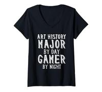 Mujer Historia del Arte Major by Day Video Gamer por Night Arts School Camiseta Cuello V