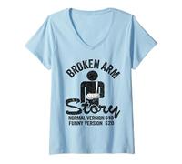 Mujer Historia del Brazo Roto Versión Normal $10 Versión Divertida $20 Camiseta Cuello V