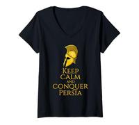 Mujer Historia Griega Antigua - Mantén la Calma y Conquista Persia Camiseta Cuello V