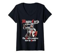 Mujer Historia Medieval Carta Magna Parlamento Y Derechos Civiles Camiseta Cuello V
