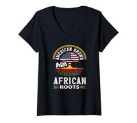 Mujer Historia Negra Americana cultivada con raíces africanas Camiseta Cuello V