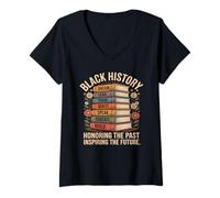 Mujer Historia Negra honrando el Pasado Inspirando los Libros del Futuro Camiseta Cuello V