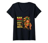 Mujer Historia Negra: Orgullo, Mujer Afro, Herencia Africana Camiseta Cuello V