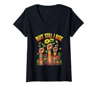 Mujer Historia Negra, Pero aún Soy Rise, Mano Fuerte Africana Camiseta Cuello V