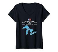 Mujer Historia Superior Michigan USA CanadaViaje Camiseta Cuello V