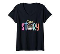 Mujer Historia Verdadera Cruz Jesús Día de Pascua Christian Camiseta Cuello V