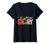 Mujer Historia Verdadera Natividad Navidad Jesús Navidad Cristiana Navidad Camiseta Cuello V