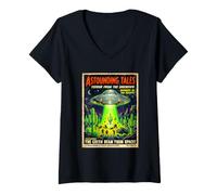 Mujer Historias asombrosas Vintage Ciencia ficción Cómic Meme Camiseta Cuello V