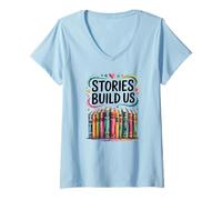 Mujer Historias Build us para los Amantes de los Libros Camiseta Cuello V