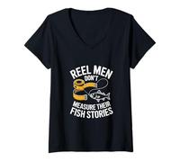 Mujer Historias de Reel Men Don't Measure Fish - Angler Camiseta Cuello V