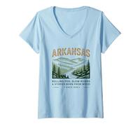 Mujer Historias de ríos lentos de niebla rodante de Arkansas Camiseta Cuello V