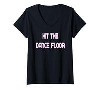 Mujer Hit The Dance Floor, Disco de los 70 Camiseta Cuello V
