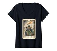 Mujer Hit The Dang Ball Béisbol Tarot Card Camiseta Cuello V