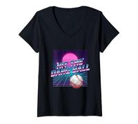 Mujer Hit The Dang Ball, Divertido béisbol Vaporwave de los 80, Retro Camiseta Cuello V