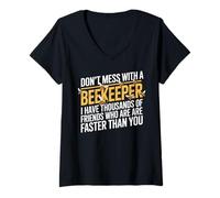 Mujer Hive Bees Honeybee Honeycomb Don't Mess with A Beekeeper Camiseta Cuello V