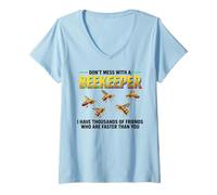 Mujer Hive Bees Honeybee Honeycomb Don't Mess with A Beekeeper Camiseta Cuello V