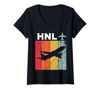 Mujer HNL Honolulu, Aeropuerto de Oahu Camiseta Cuello V