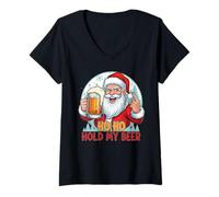 Mujer Ho Ho Hold My Beer Camiseta Cuello V