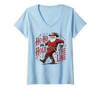 Mujer Ho Ho Hold The Line Dance Dancing Love Christmas Line Dance Camiseta Cuello V