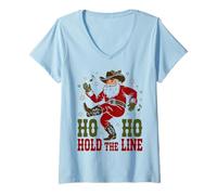 Mujer Ho Ho Hold The Line Dance Dancing Love Christmas Line Dance Camiseta Cuello V