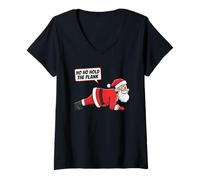 Mujer Ho Ho Hold The Plank Santa Christmas Fitness Camiseta Cuello V