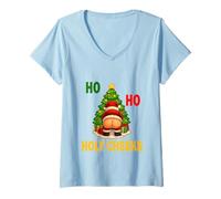 Mujer Ho Ho Holy Cheeks Navidad Divertida Santa Xmas Diseño Camiseta Cuello V